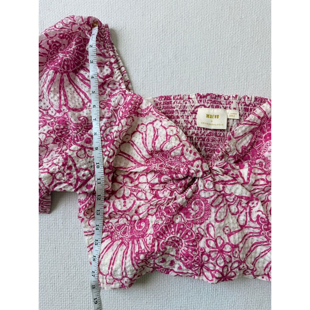 Maeve Anthropologie Pink Floral Puff Sleeve XL Tie Back brunch summer girly - Picture 9 of 9